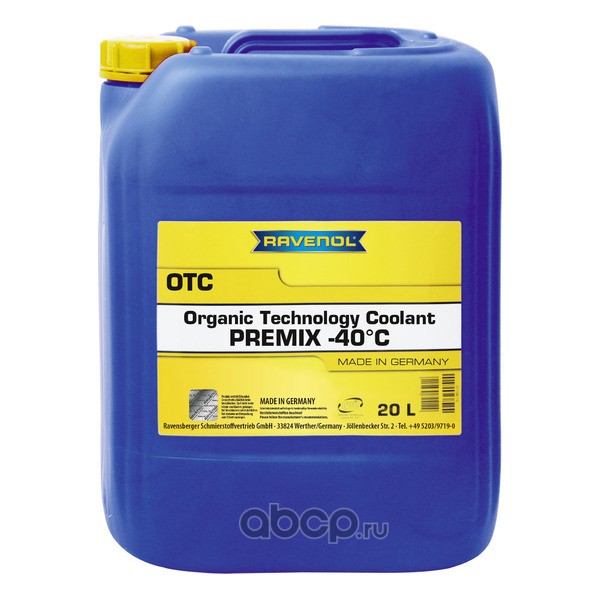 Антифриз RAVENOL OTC Protect C12+ Premix -40C (готовый), 20 литров